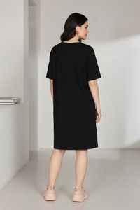 Zivame 2 Mile Fashion Knit Cotton Loungewear Dress - Black Beauty — thumbnail 4